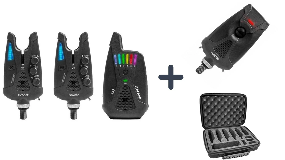 FLACARP Sada signalizátorů X7 2+1 + RX7 + pohybové čidlo AL2 s kufříkem