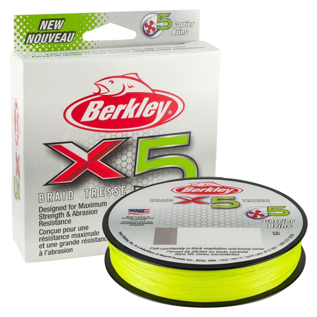 BERKLEY Šňůra X5 0,20 mm 20,6 kg 150 m Flame Green