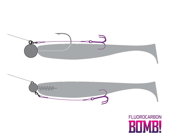DELPHIN Přívlačový návazec BOMB! Twisto RIGS Fluorocarbon háček 6 / 10 cm / 3 ks