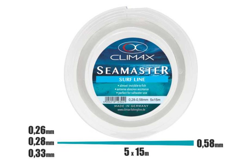 CLIMAX Ujímaný šokový vlasec Haruna Surf 0,26 mm - 0,58 mm 5x15 m