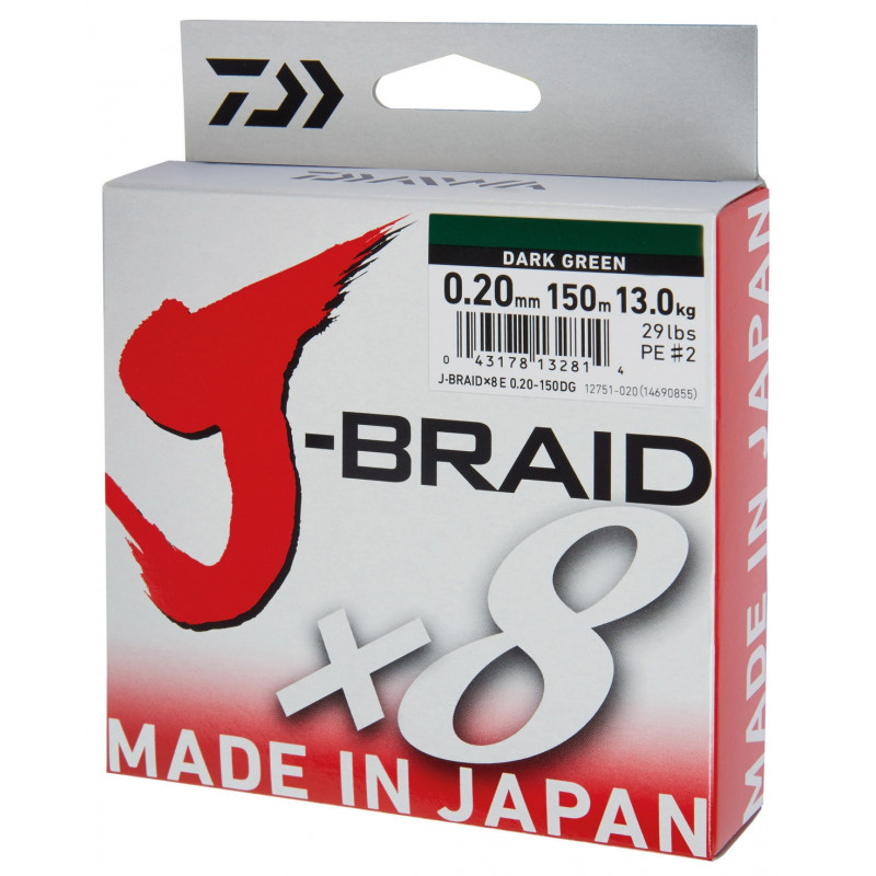 DAIWA Splétaná šňůra J-Braid Dark Green X8 0,22 mm 17 kg 300 m 