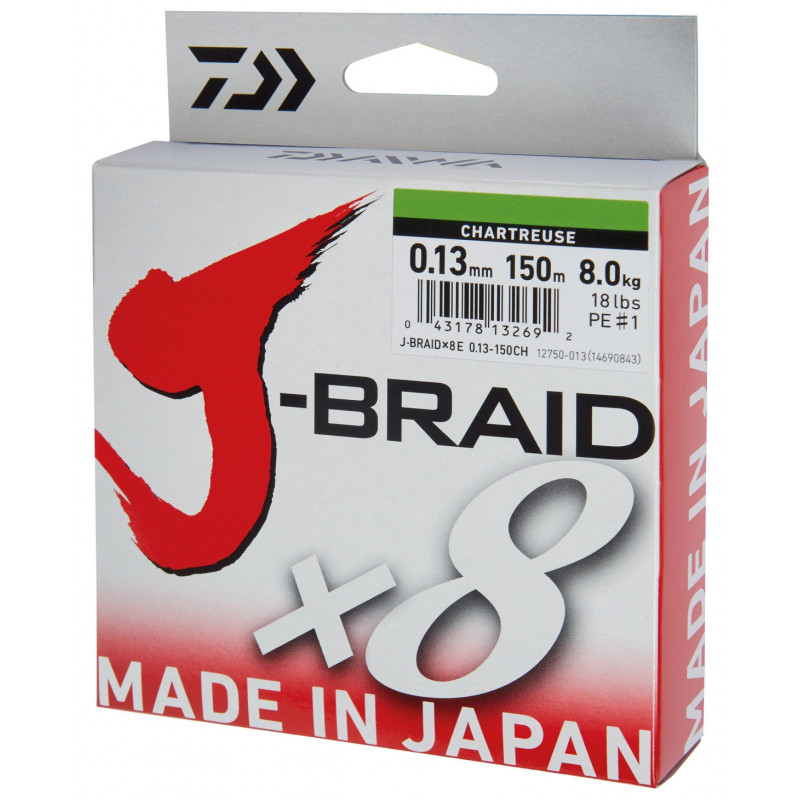 DAIWA Splétaná šňůra J-Braid Chartreuse X8 0,22 mm 17 kg 300 m 