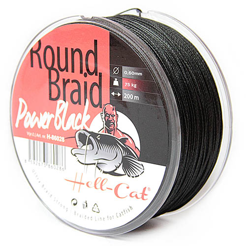 HELL-CAT SPLÉTANÁ ŠŇŮRA ROUND BRAID POWER BLACK 0,50MM / 57,50KG / 200M