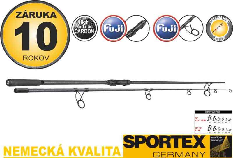 SPORTEX Prut Impressive Carp 366 cm 3,00 lb 2 díl