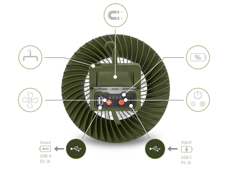 DELPHIN Ventilátor se světlem Ventix 7W/4400mAh