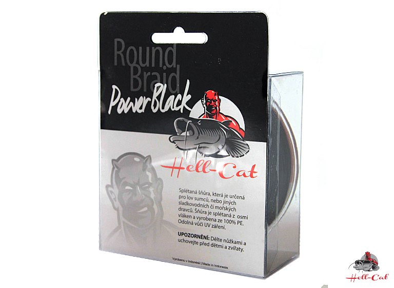 HELL-CAT SPLÉTANÁ ŠŇŮRA ROUND BRAID POWER BLACK 0,50MM / 57,50KG / 200M
