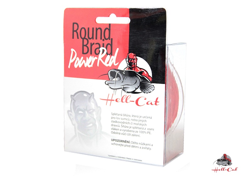 HELL-CAT SPLÉTANÁ ŠŇŮRA ROUND BRAID POWER RED 0,60MM / 75KG / 200M