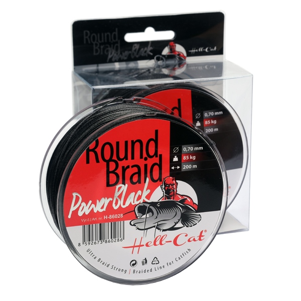 HELL-CAT SPLÉTANÁ ŠŇŮRA ROUND BRAID POWER BLACK 0,50MM / 57,50KG / 200M