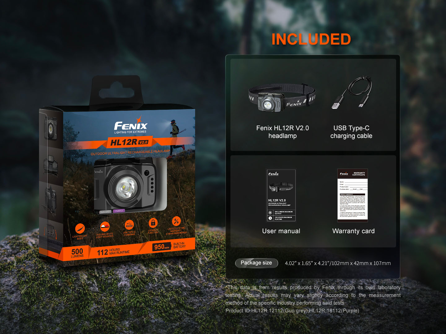 FENIX Nabíjecí čelovka HL12R V2.0 fialová
