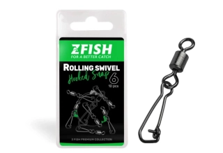 ZFISH Obratlík s Karabinou Rolling Swivel & Hooked Snap vel. 10 / 21 kg