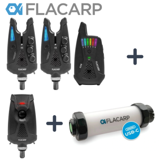 FLACARP Sada signalizátorů 2+1 X8 + RX8 + pohybové čidlo AL2 + LED světlo FL7 +  kufřík
