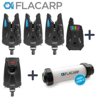 FLACARP Sada signalizátorů 3+1 X8 + RX8 + pohybové čidlo AL2 + LED světlo FL7 +  kufřík