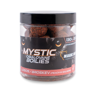MAGIC WOLF Mystic obalované boilies Losos Broskev 130g 22mm