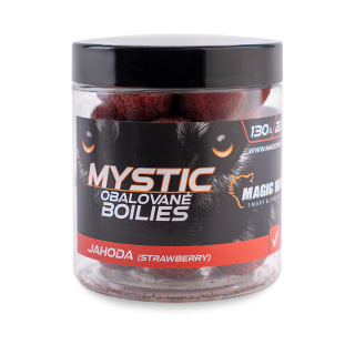 MAGIC WOLF Mystic obalované boilies Jahoda 130g 22mm